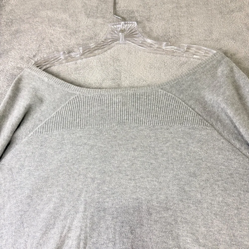 Eileen Fisher L Grey Organic Cotton Boxy‎ High Low Knit Sweater Pocket Lagenlook